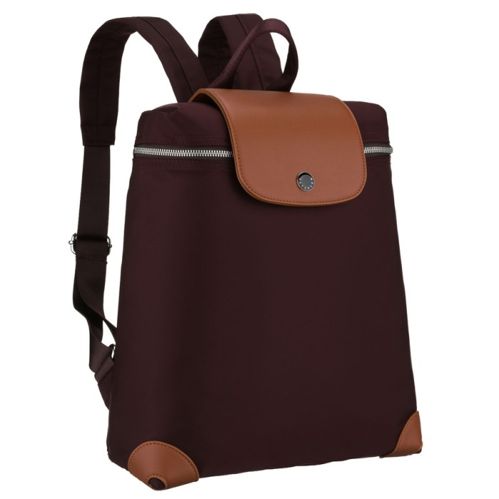 Bordowo-brązowy, miejski plecak damski z poliestru zawieszony na regulowanych szelkach - Peterson | Niua.pl