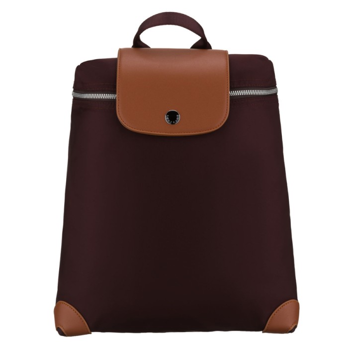 Bordowo-brązowy, miejski plecak damski z poliestru zawieszony na regulowanych szelkach - Peterson | Niua.pl
