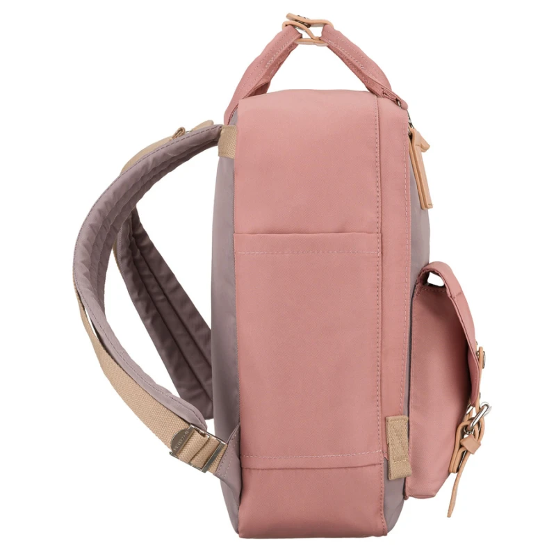 Różowo-szary plecak damski z poliestru i skóry ekologicznej, jednokomorowy - Peterson | Niua.pl