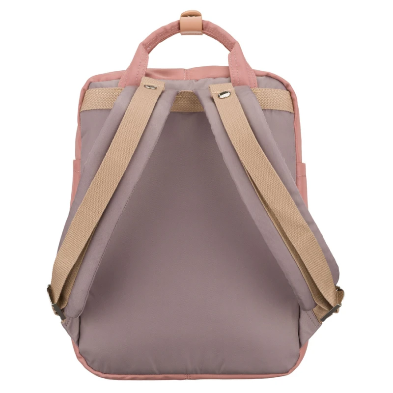 Różowo-szary plecak damski z poliestru i skóry ekologicznej, jednokomorowy - Peterson | Niua.pl