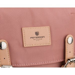 Różowo-szary plecak damski z poliestru i skóry ekologicznej, jednokomorowy - Peterson | Niua.pl