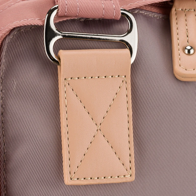 Różowo-szary plecak damski z poliestru i skóry ekologicznej, jednokomorowy - Peterson | Niua.pl