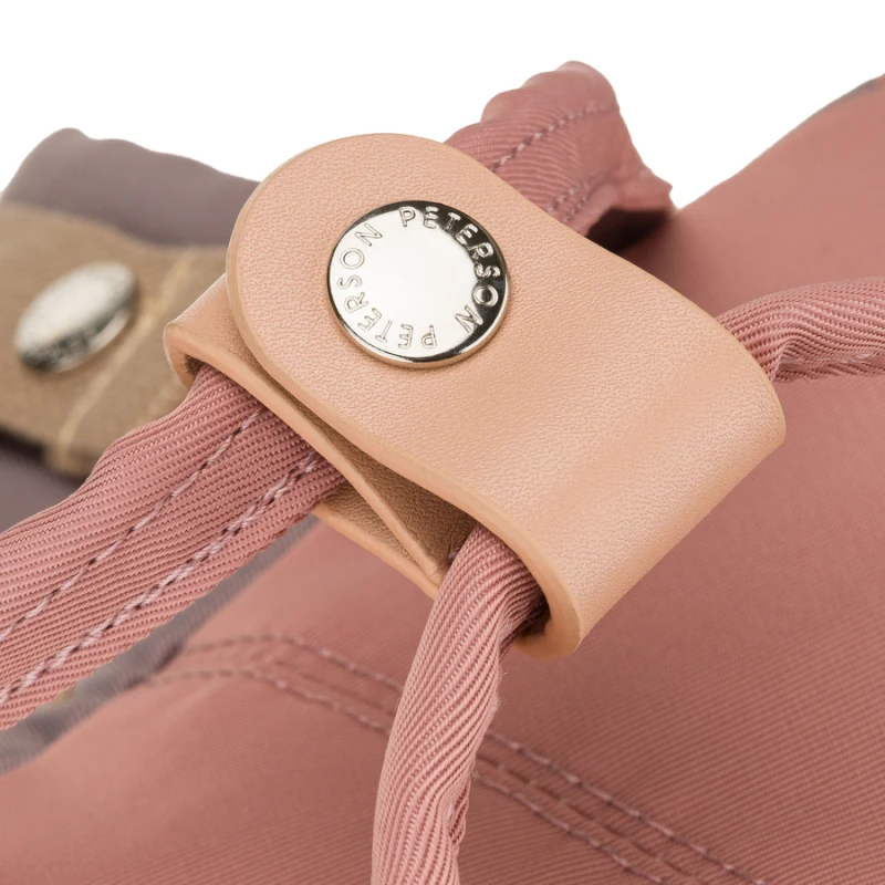 Różowo-szary plecak damski z poliestru i skóry ekologicznej, jednokomorowy - Peterson | Niua.pl