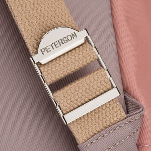 Różowo-szary plecak damski z poliestru i skóry ekologicznej, jednokomorowy - Peterson | Niua.pl