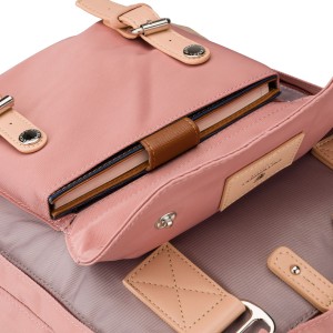 Różowo-szary plecak damski z poliestru i skóry ekologicznej, jednokomorowy - Peterson | Niua.pl