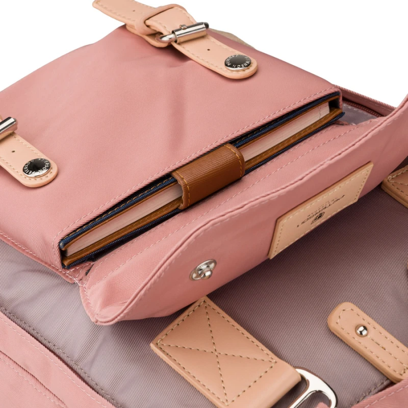 Różowo-szary plecak damski z poliestru i skóry ekologicznej, jednokomorowy - Peterson | Niua.pl