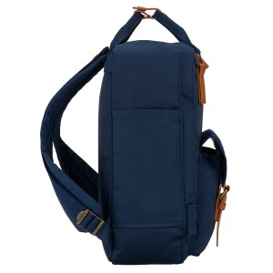 Granatowo-brązowy plecak damski z poliestru i skóry ekologicznej, zamykany suwakiem - Peterson | Niua.pl