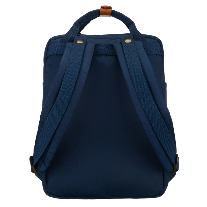 Granatowo-brązowy plecak damski z poliestru i skóry ekologicznej, zamykany suwakiem - Peterson | Niua.pl