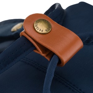 Granatowo-brązowy plecak damski z poliestru i skóry ekologicznej, zamykany suwakiem - Peterson | Niua.pl