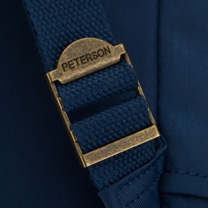 Granatowo-brązowy plecak damski z poliestru i skóry ekologicznej, zamykany suwakiem - Peterson | Niua.pl