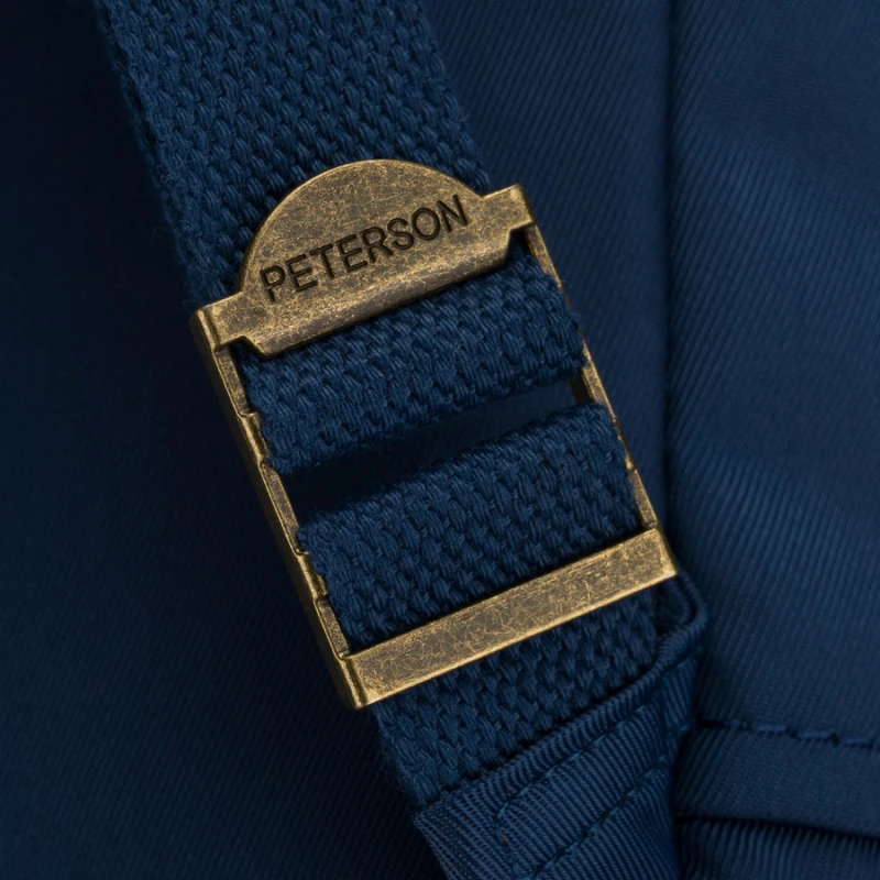 Granatowo-brązowy plecak damski z poliestru i skóry ekologicznej, zamykany suwakiem - Peterson | Niua.pl