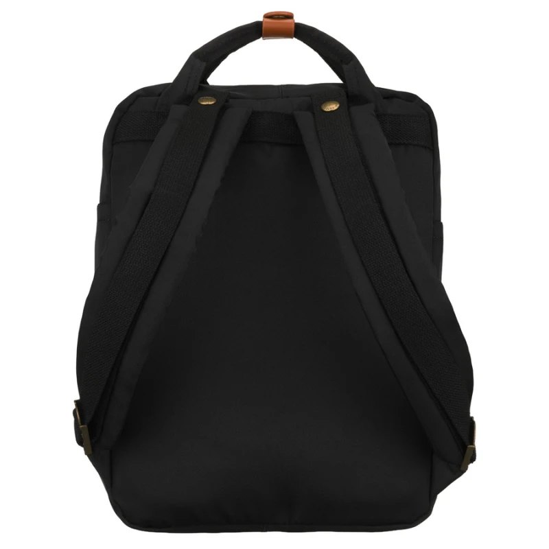 Czarno-brązowy, duży plecak damski wykonany z poliestru i skóry ekologicznej - Peterson | Niua.pl