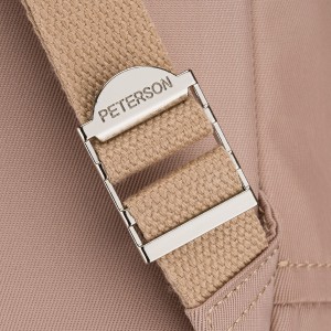 Beżowy, duży plecak damski wykonany z poliestru i skóry ekologicznej - Peterson | Niua.pl