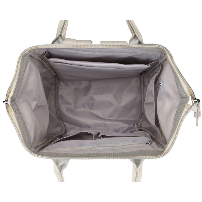 Plecak damski z poliestru w kolorze ecru z miejscem na laptopa i portem USB - Peterson | Niua.pl