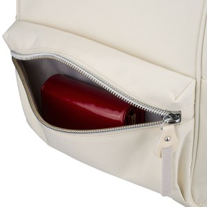 Plecak damski z poliestru w kolorze ecru z miejscem na laptopa i portem USB - Peterson | Niua.pl