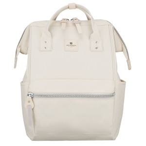 Plecak damski z poliestru w kolorze ecru z miejscem na laptopa i portem USB - Peterson | Niua.pl