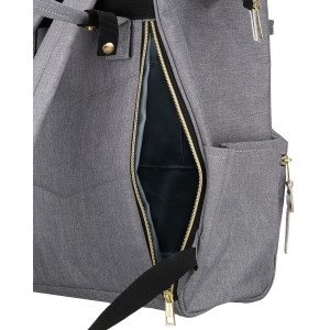 Plecak damski z poliestru w szarym kolorze zamykany bezpiecznym suwakiem - Peterson | Niua.pl