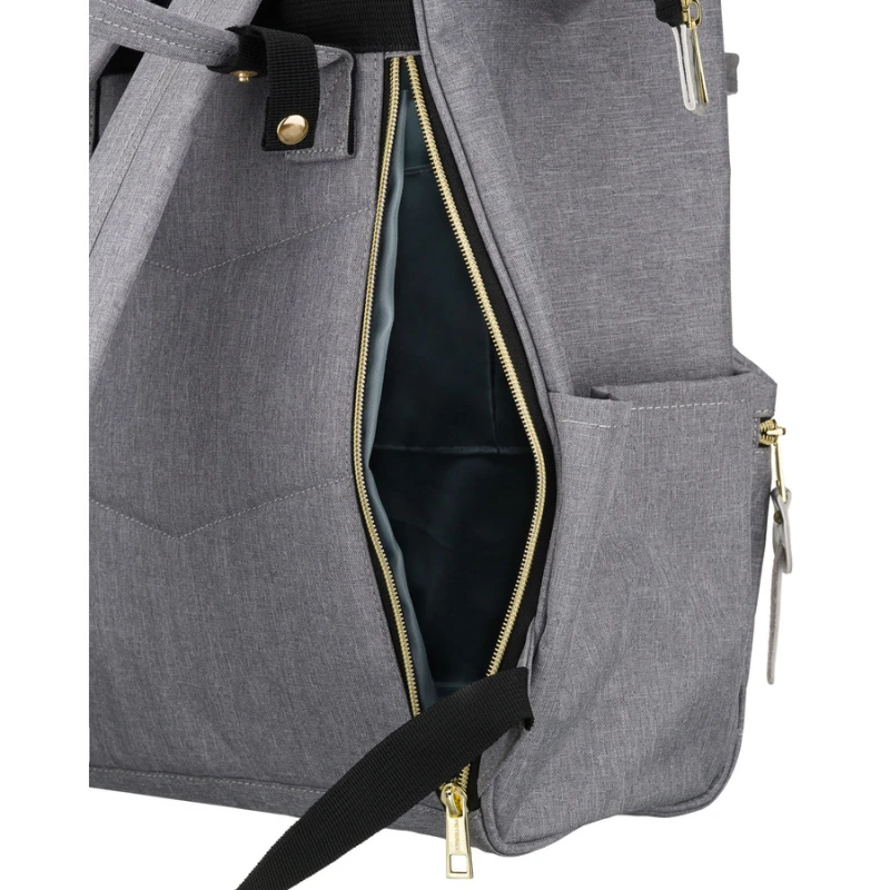 Plecak damski z poliestru w szarym kolorze zamykany bezpiecznym suwakiem - Peterson | Niua.pl