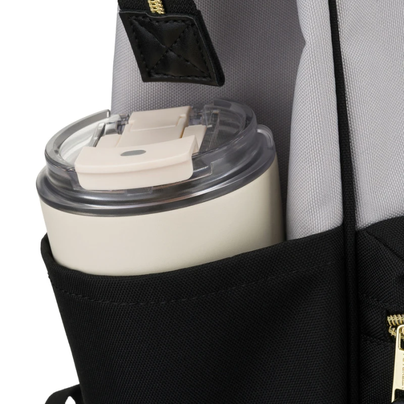 Plecak damski z poliestru w szaro-czarnym kolorze, idealny na bagaż podręczny - Peterson | Niua.pl