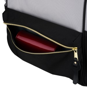 Plecak damski z poliestru w szaro-czarnym kolorze, idealny na bagaż podręczny - Peterson | Niua.pl