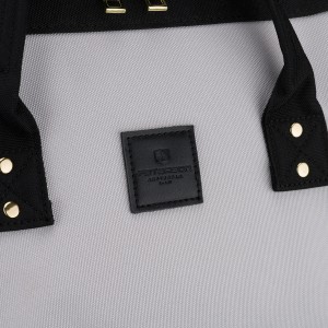 Plecak damski z poliestru w szaro-czarnym kolorze, idealny na bagaż podręczny - Peterson | Niua.pl