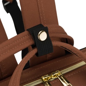 Beżowo-brązowy plecak damski z poliestru z miejscem na laptopa - Peterson | Niua.pl