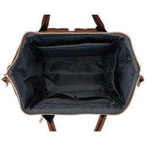 Beżowo-brązowy plecak damski z poliestru z miejscem na laptopa - Peterson | Niua.pl