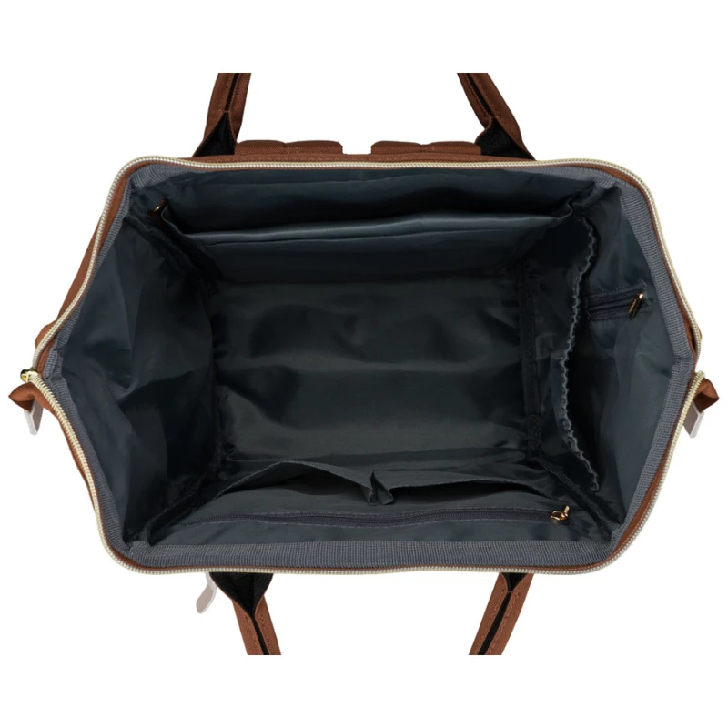 Beżowo-brązowy plecak damski z poliestru z miejscem na laptopa - Peterson | Niua.pl