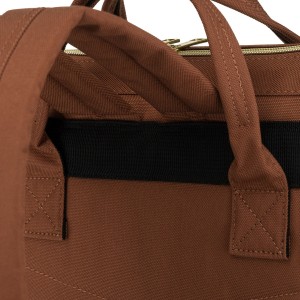 Beżowo-brązowy plecak damski z poliestru z miejscem na laptopa - Peterson | Niua.pl