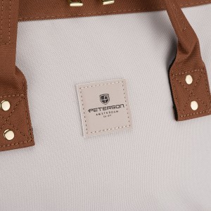 Beżowo-brązowy plecak damski z poliestru z miejscem na laptopa - Peterson | Niua.pl