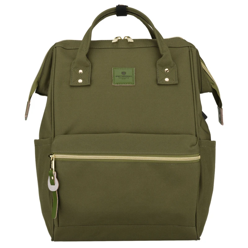 Zielony plecak damski z poliestru z miejscem na laptopa, zawieszony na regulowanych szelkach - Peterson | Niua.pl