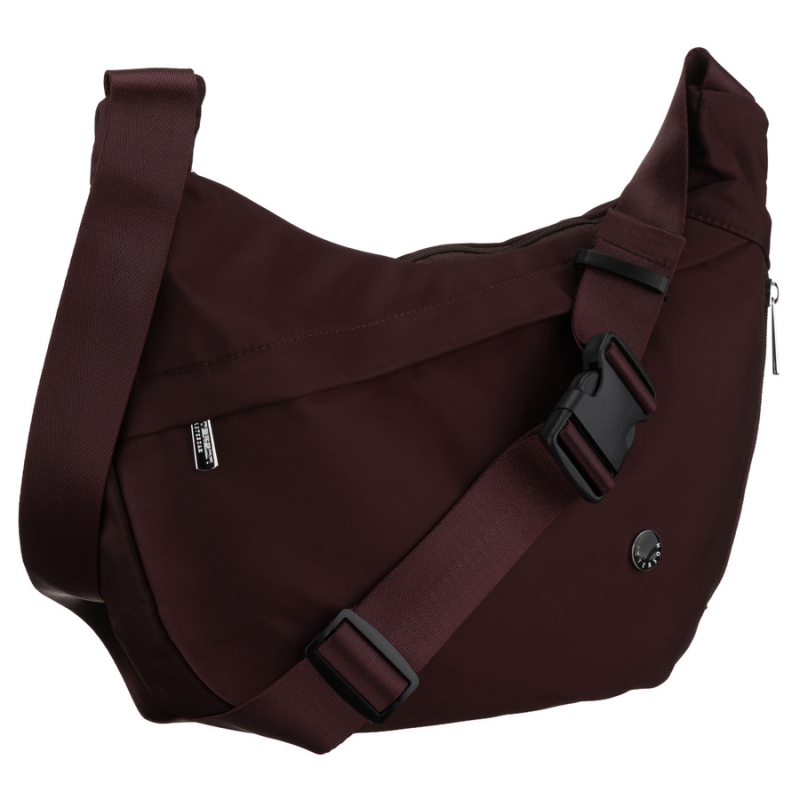 Bordowa torebka damska z poliestru zamykana suwakiem - Peterson | Niua.pl