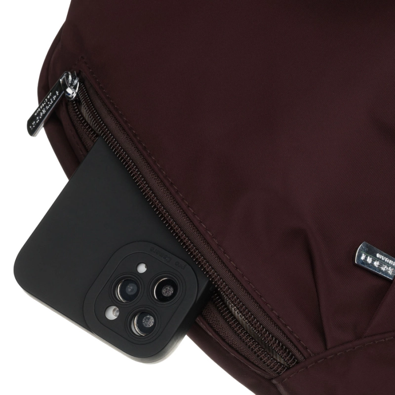 Bordowa torebka damska z poliestru zamykana suwakiem - Peterson | Niua.pl