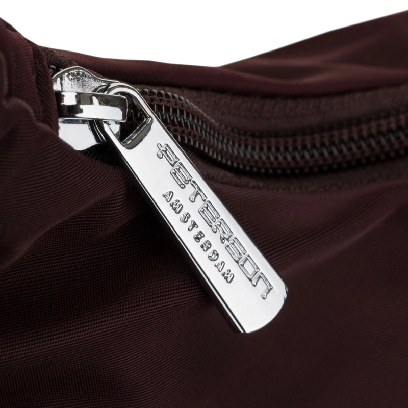 Bordowa torebka damska z poliestru zamykana suwakiem - Peterson | Niua.pl