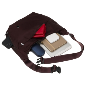 Bordowa torebka damska z poliestru zamykana suwakiem - Peterson | Niua.pl