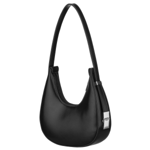 Listonoszka-bagietka damska ze skóry ekologicznej w czarnym kolorze zamykana suwakiem - Peterson | Niua.pl