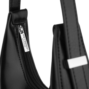 Listonoszka-bagietka damska ze skóry ekologicznej w czarnym kolorze zamykana suwakiem - Peterson | Niua.pl