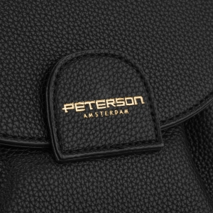 Listonoszka damska ze skóry ekologicznej w czarnym kolorze z kieszonką zewnętrzną - Peterson | Niua.pl