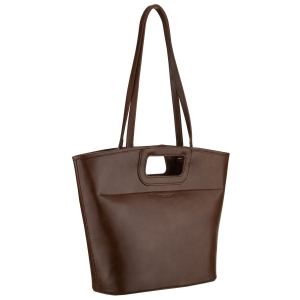 Brązowa shopperka damska wykonana ze skóry ekologicznej, jednokomorowa i zamykana suwakiem - Peterson | Niua.pl