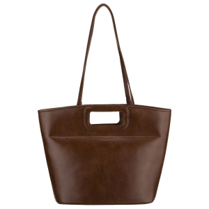 Brązowa shopperka damska wykonana ze skóry ekologicznej, jednokomorowa i zamykana suwakiem - Peterson | Niua.pl