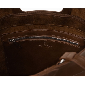 Brązowa shopperka damska wykonana ze skóry ekologicznej, jednokomorowa i zamykana suwakiem - Peterson | Niua.pl