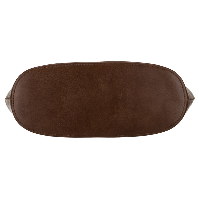 Brązowa shopperka damska wykonana ze skóry ekologicznej, jednokomorowa i zamykana suwakiem - Peterson | Niua.pl