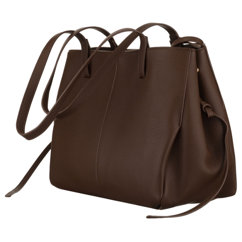 Shopperka damska Peterson w kolorze brązowym ze skóry ekologicznej, widok z tyłu