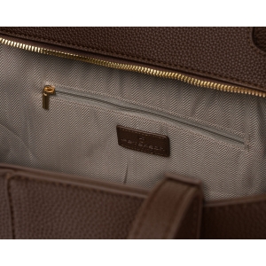 Wnętrze brązowej shopperki damskiej Peterson z jedną komorą i kieszenią na suwak