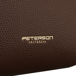 Brązowa shopperka damska wykonana ze skóry ekologicznej z praktycznym etui w zestawie - Peterson | Niua.pl