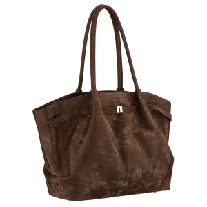 Brązowa shopperka damska Peterson – widok z przodu, skóra ekologiczna, złote detale