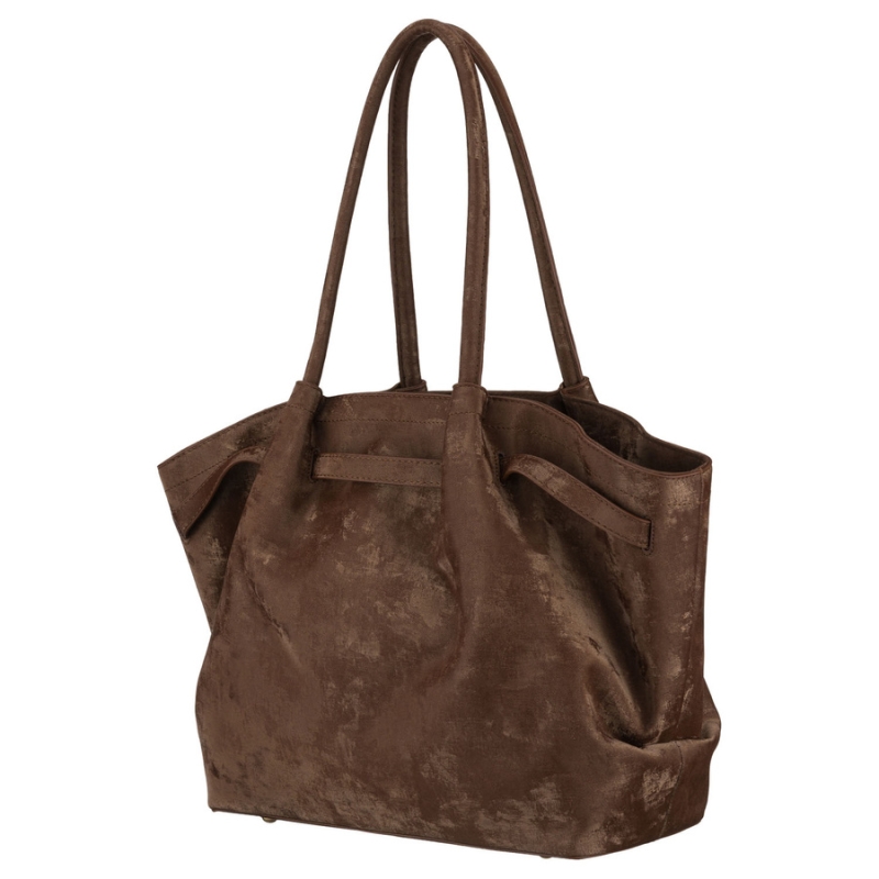 Duża torebka damska Peterson – elegancki design z brązowej skóry ekologicznej