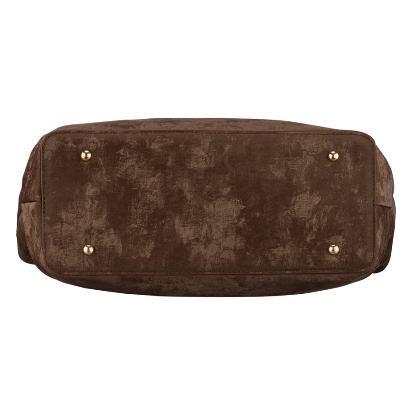 Duża, brązowa shopperka damska wykonana ze skóry ekologicznej, jednokomorowa - Peterson | Niua.pl