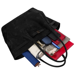 Duża, czarna shopperka damska wykonana ze skóry ekologicznej - Peterson | Niua.pl