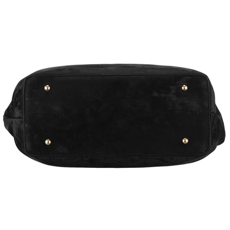 Duża, czarna shopperka damska wykonana ze skóry ekologicznej - Peterson | Niua.pl